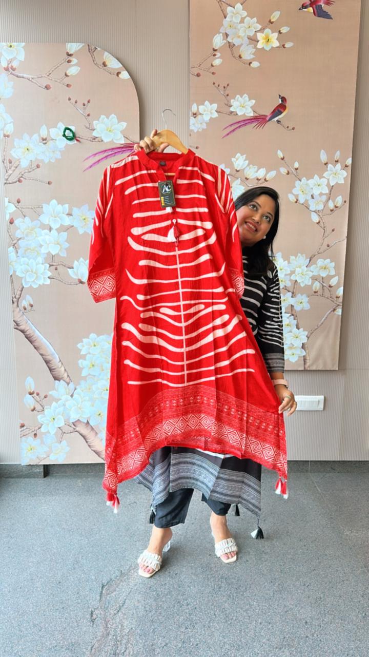 Russian crepe lining co-ord set (for comfort fit advisable to go for a size up) in red