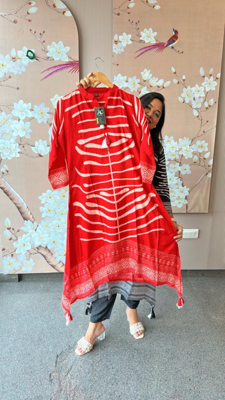 Russian crepe lining co-ord set (for comfort fit advisable to go for a size up) in red