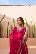 Beautiful modal muslin embroidered Plazo set paired with organza dupatta