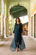Extremely elegant n soft silk suit paired with organza dupatta