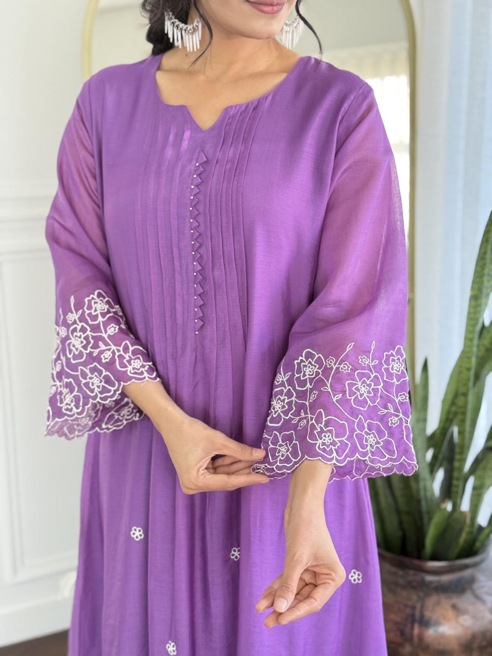 Fully embroidered Mul Chanderi