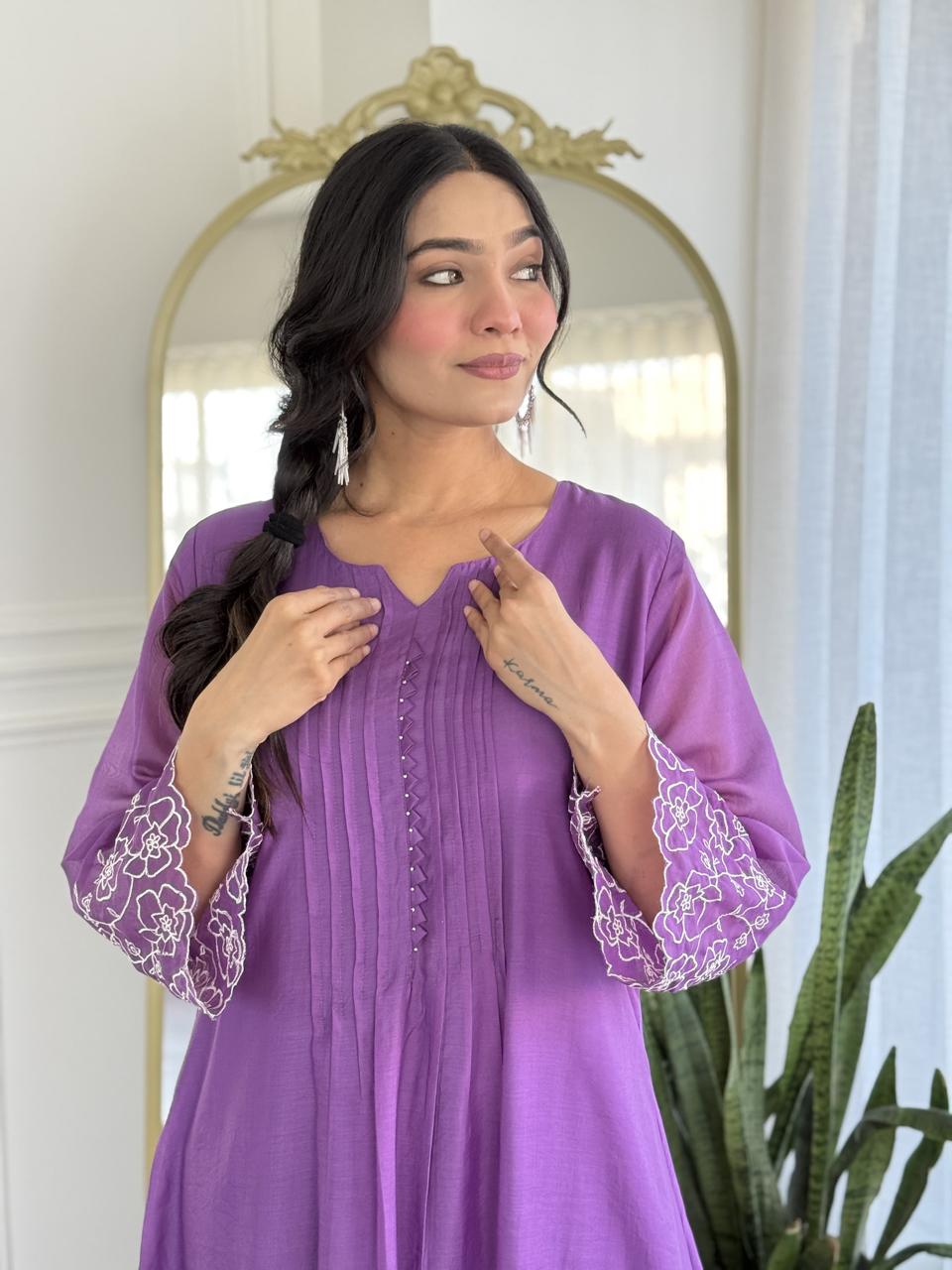 Fully embroidered Mul Chanderi