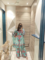 Pure crepe party wear co ord set in blue