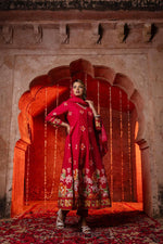 Beautiful n stylish cotton Anarkali in Rani pink