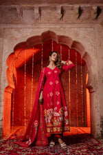 Beautiful n stylish cotton Anarkali in Rani pink