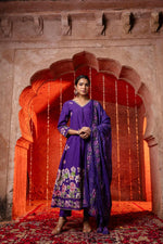 Beautiful n stylish cotton Anarkali in purple