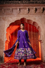 Beautiful n stylish cotton Anarkali in purple