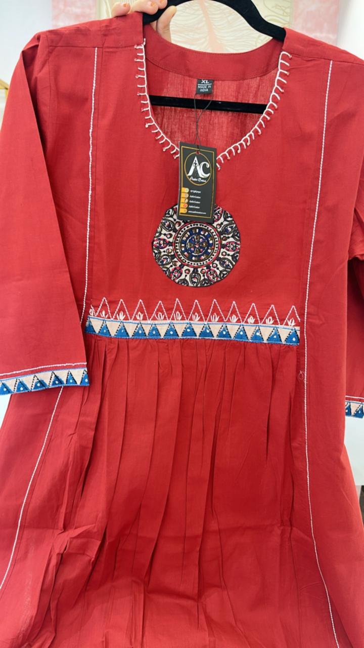 Pretty pretty red cotton kurta
