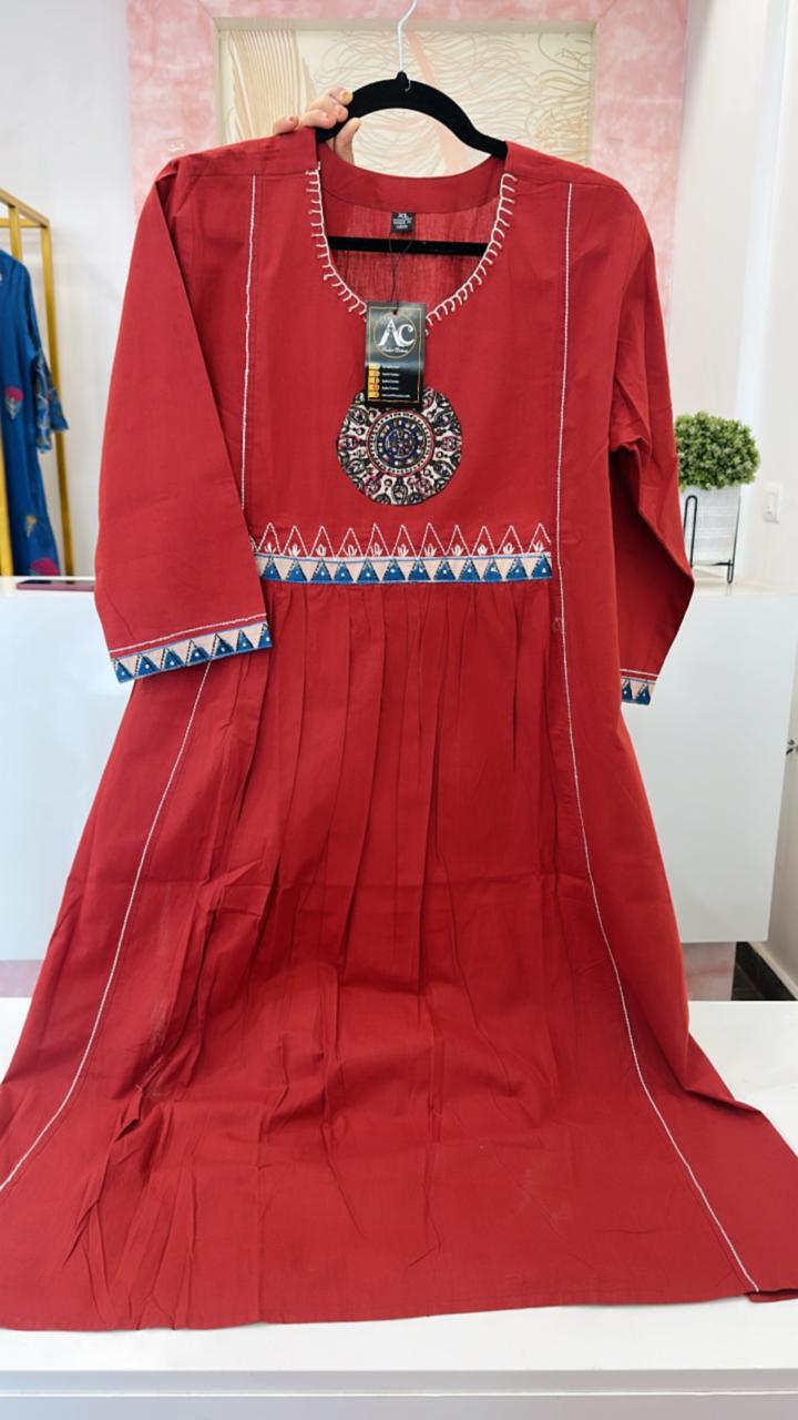 Pretty pretty red cotton kurta