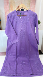 Modal cotton chikankari in burnt purple