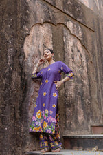 Pure cotton digital printed summer perfect kurta pant in purple