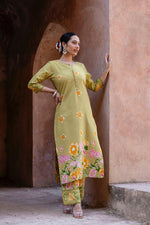 Pure cotton digital printed summer perfect kurta pant in Green