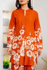 Digital printed cotton co ord set in rust