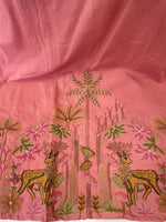 Fully embroidered silly cotton suit set in peach