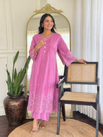 Designer pure cotton fully embroidered kurta pant