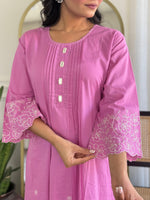 Designer pure cotton fully embroidered kurta pant