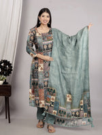 Cotton silk katha stitched lining suit set