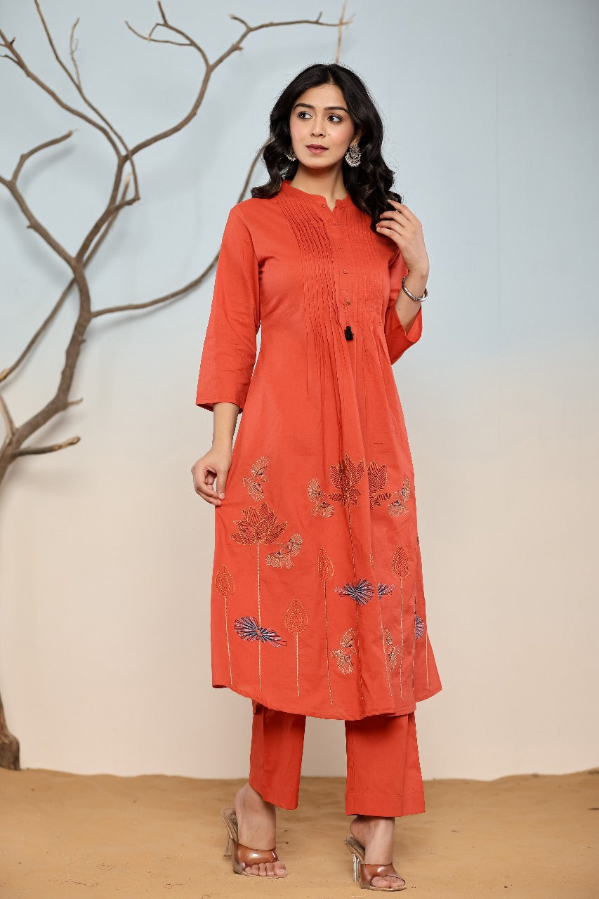 Stylish cotton embroidery co ord