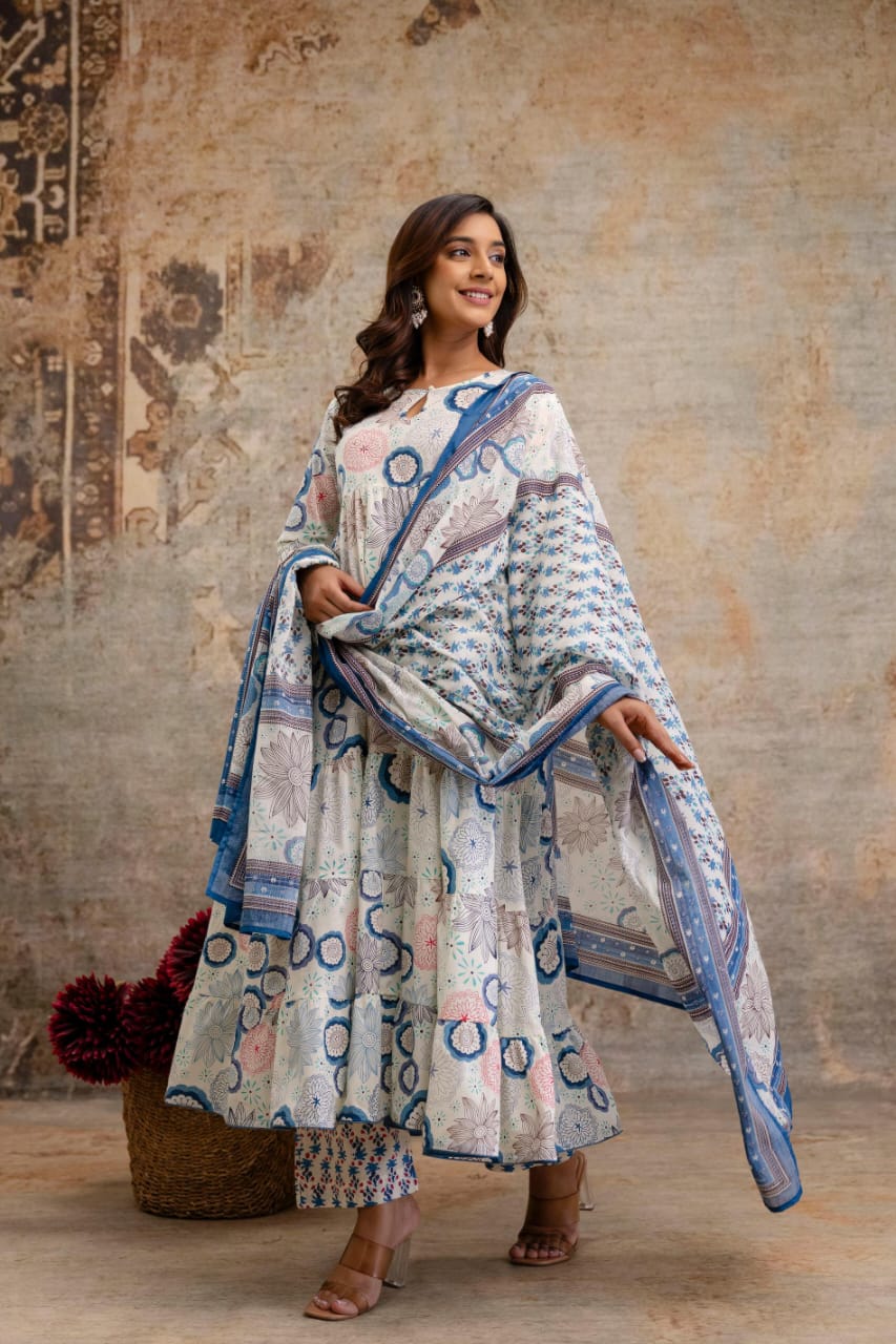 Beautiful Anarkali cotton suit set