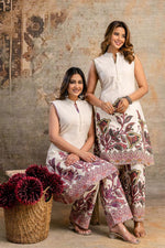 Stylish co ord set in purple. Extra sleeves available