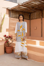 Heavy rayon printed palazzo set in yellow