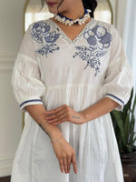 Indigo blue stylish pure cotton embroidered co ord set