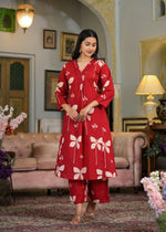 Pretty pure cotton co ord set in red