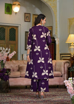 Pretty pure cotton co ord set in purple