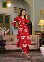 Pretty pure cotton co ord set in red