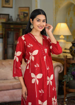 Pretty pure cotton co ord set in red