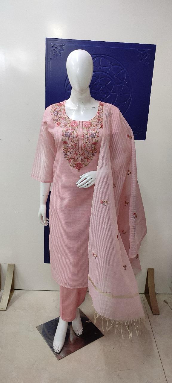 Premium Kota checks lining embroidered suit set