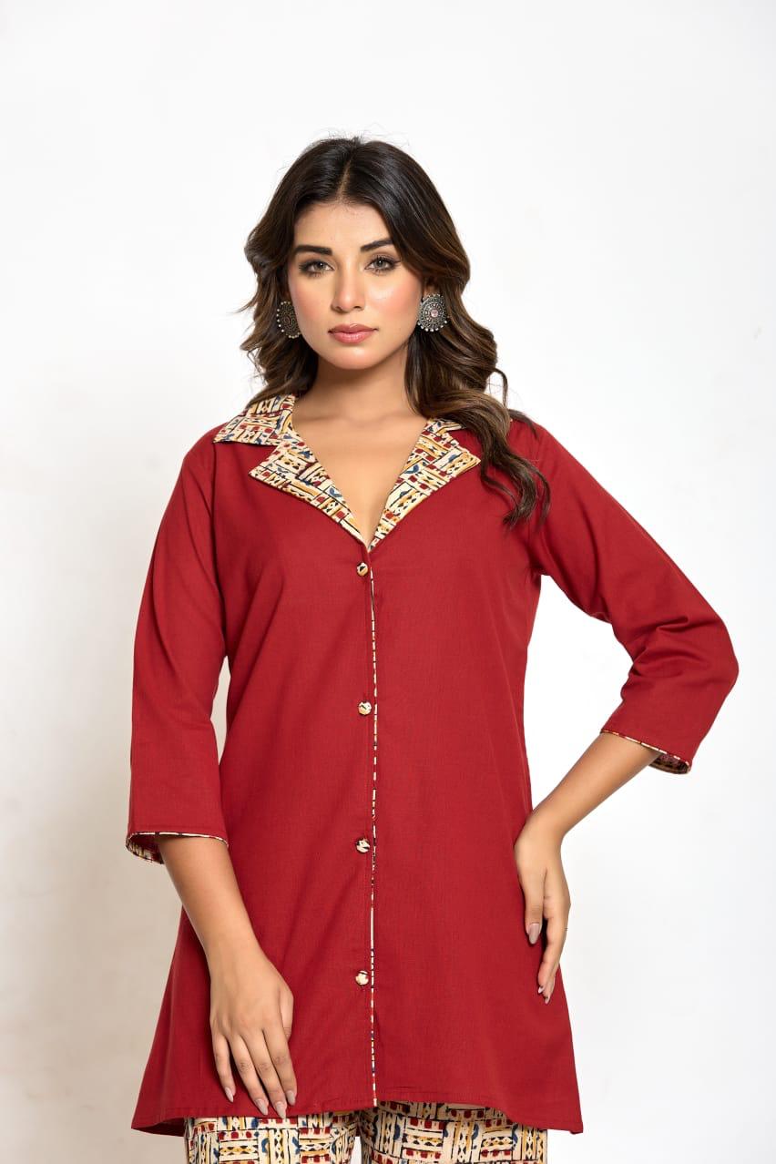 Premium trendy cottonco ord set in red