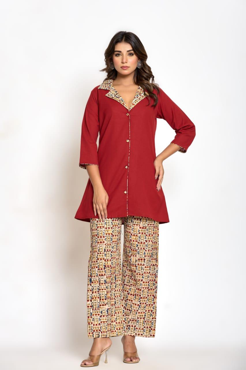 Premium trendy cottonco ord set in red