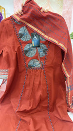 Beautiful cotton suit set paired with Kota doria dupatta