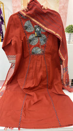 Beautiful cotton suit set paired with Kota doria dupatta