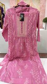 Pure cotton suit set paired with Mul cotton dupatta in pink