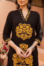 Heavy rayon printed love birds palazzo set in yellow and black