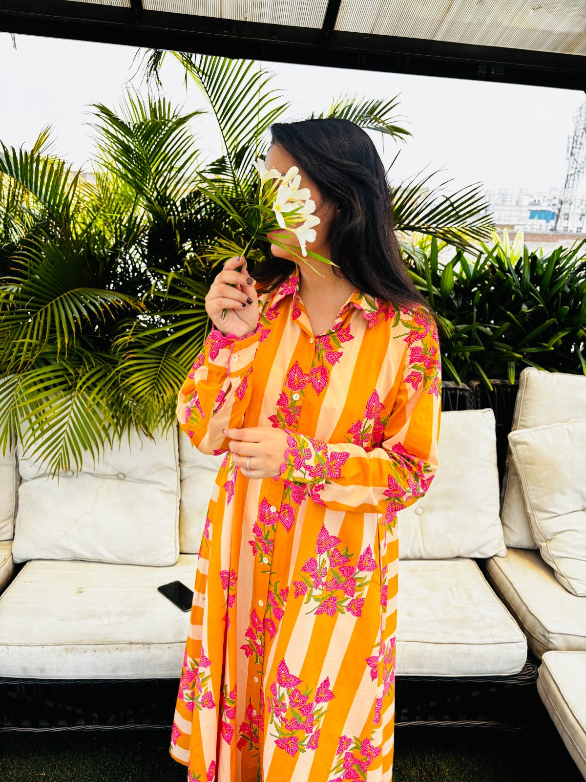Pure cotton smart one piece dress