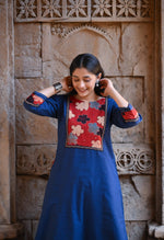 Appliqué work cotton kurta pant in blue