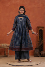 Wow designer cotton suit set in blue