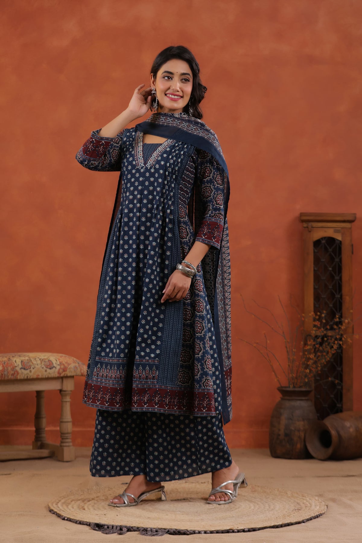 Wow designer cotton suit set in blue