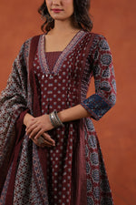 Wow designer cotton suit set in red