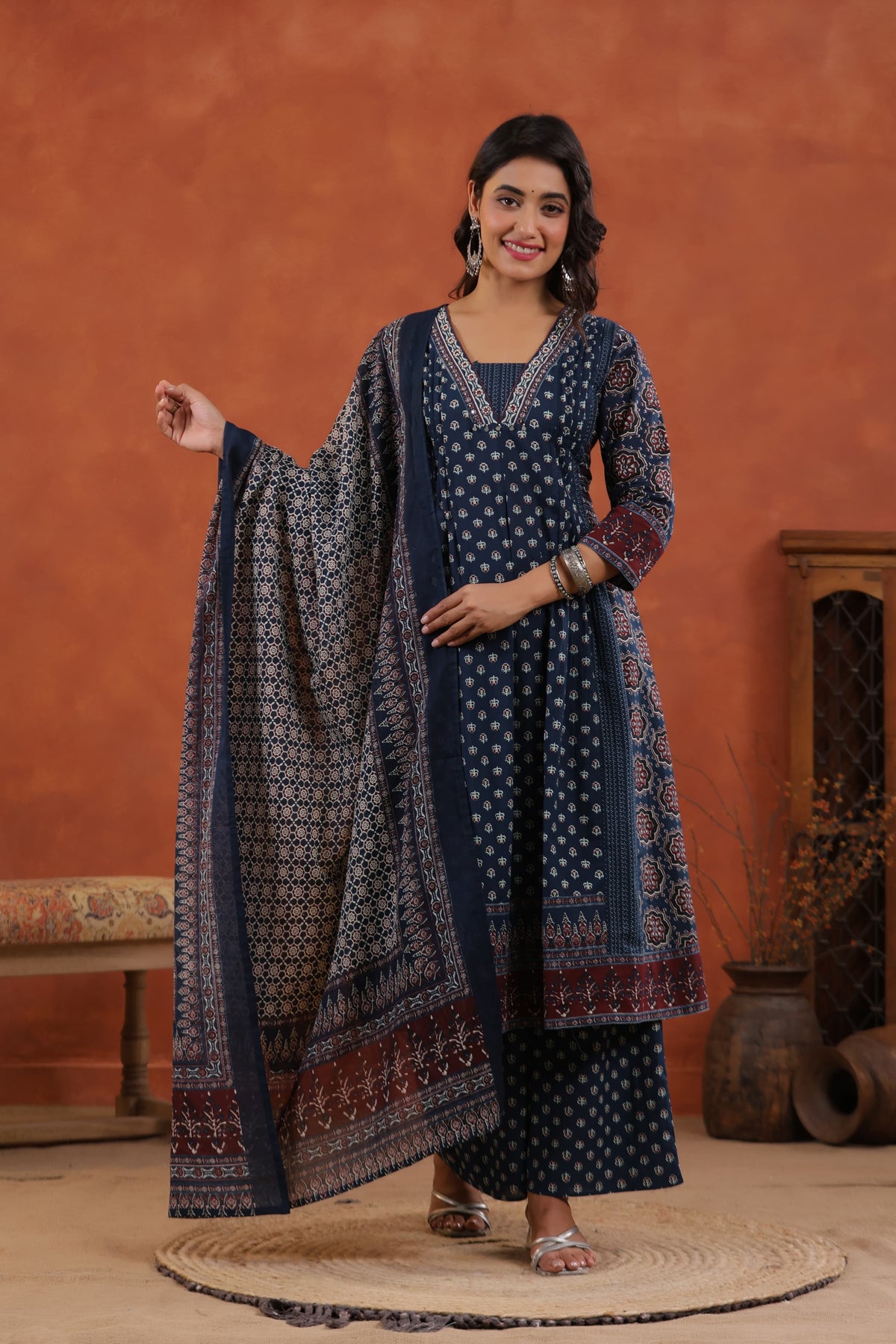 Wow designer cotton suit set in blue