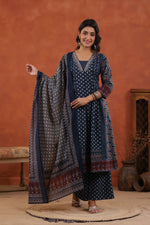 Wow designer cotton suit set in blue