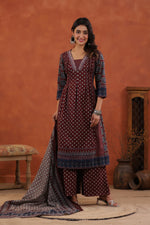 Wow designer cotton suit set in red