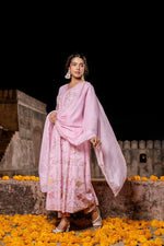 Super pretty pink embroidered Anarkali suit set