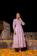 Super pretty pink embroidered Anarkali suit set