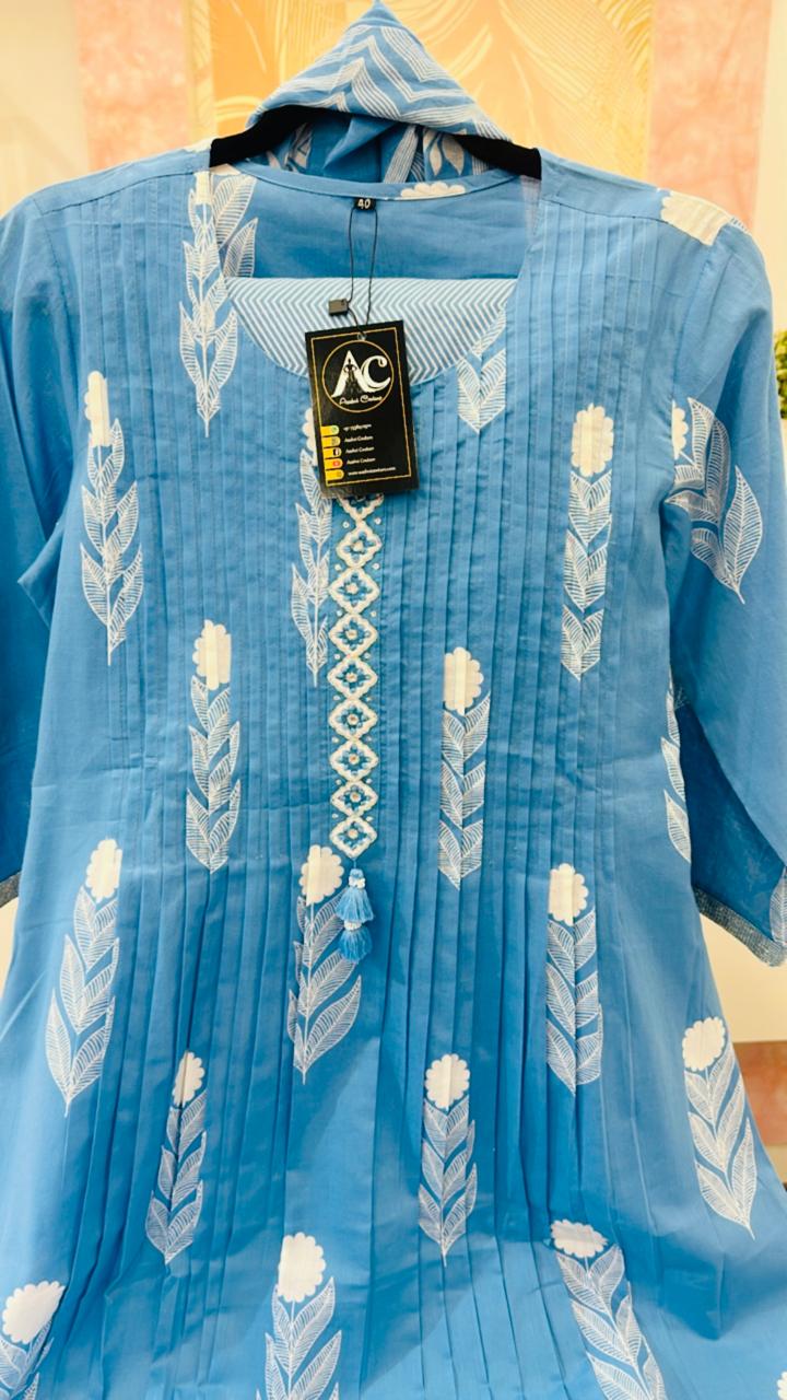 Powder blue pure cotton full suit set