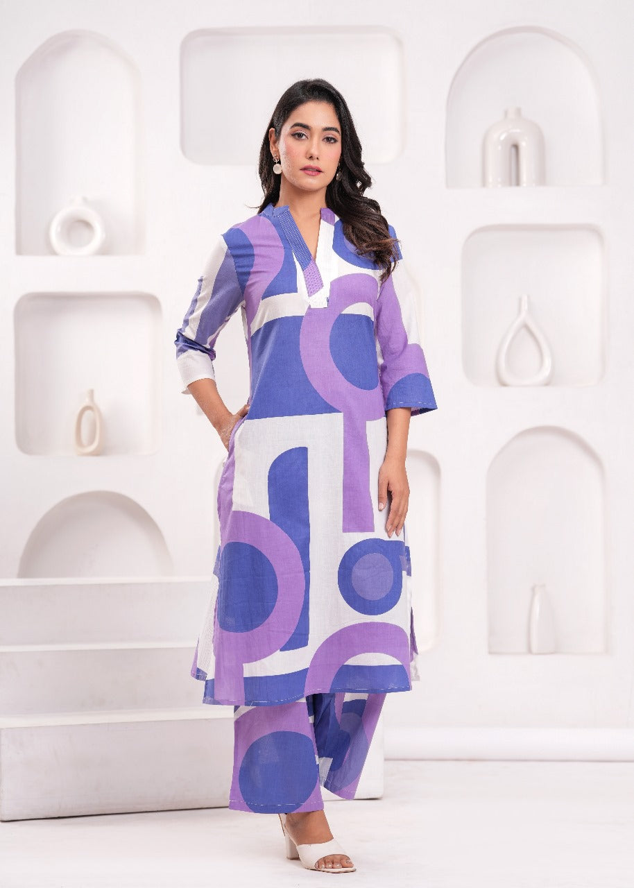 Beautiful cotton purple kurta pant