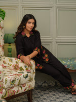 Cotton slub embroidery co ord set